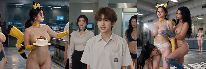 AI成人短剧《真人奴可梦训练大师》第13-14集 紫天市上古化突破与道馆开战